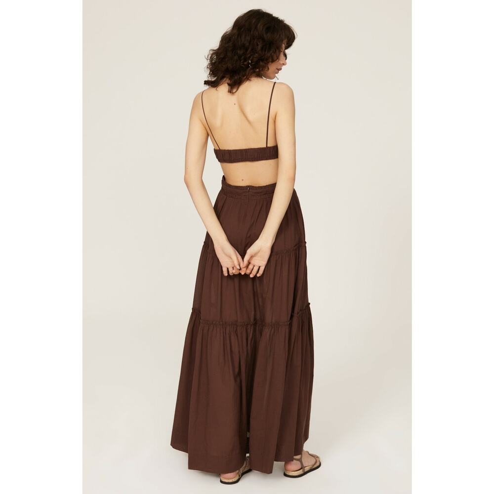 Bec + Bridge Carla Brown Cutout V-Neck Sleeveless Tiered Maxi Dress Size 8 - Picture 3 of 16